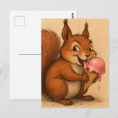 Eichhörnchen mit Eiscreme Postkarte (Vorne/Hinten)