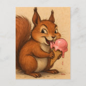 Eichhörnchen mit Eiscreme Postkarte (Vorderseite)