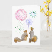 Eichhörnchen mit Fireworks Card Karte (Gelbe Blume)