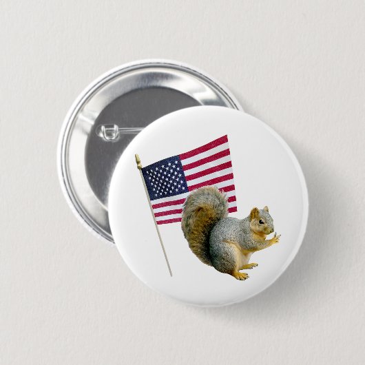 Eichhörnchen mit Flaggentaste Button (Vorne & Hinten)
