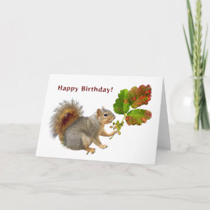 Eichhörnchen mit Gifteiche Geburtstagskarte Karte