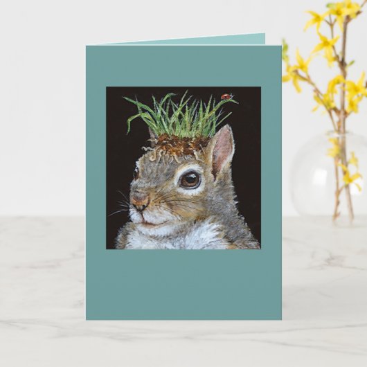 Eichhörnchen mit Grasklatschkarte Karte (Gelbe Blume)