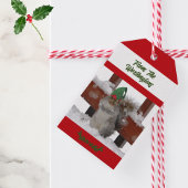 Eichhörnchen mit grüner Mütze Schnee Rot und Weiß  Geschenkanhänger