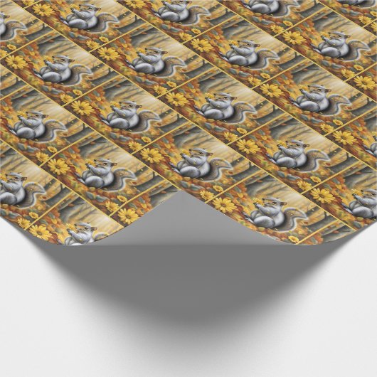 Eichhörnchen mit Herbstdüster Geschenkpapier (Ecke)