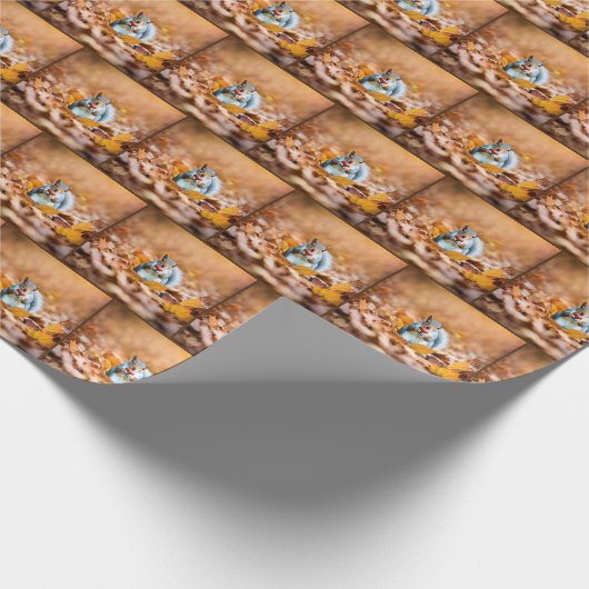 Eichhörnchen mit Herbstkorn Geschenkpapier (Ecke)