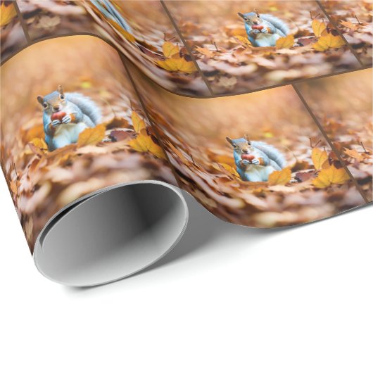 Eichhörnchen mit Herbstkorn Geschenkpapier (Rolleneckpunkt)