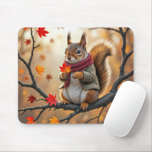 Eichhörnchen mit Herbstleder Mousepad