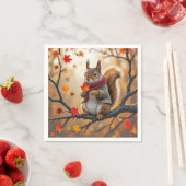 Eichhörnchen mit Herbstleder Serviette (Beispiel)