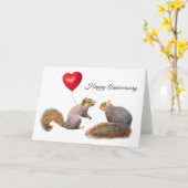 Eichhörnchen mit Herz-Ballon-Jubiläumskarte Karte (Gelbe Blume)