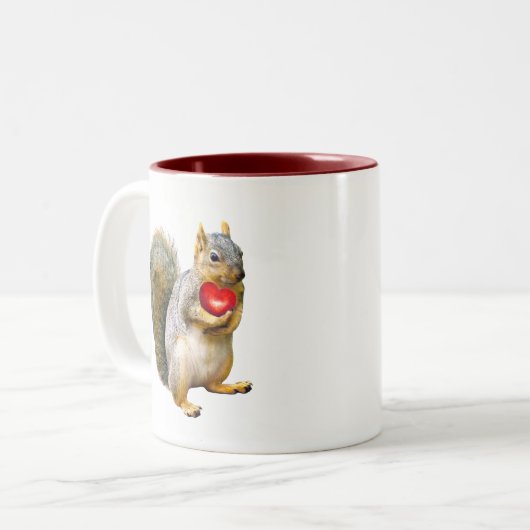 Eichhörnchen mit Herz-Tasse Zweifarbige Tasse (Vorderseite Links)
