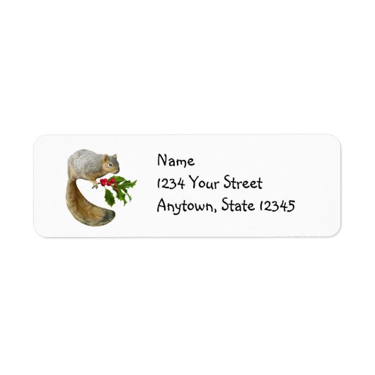 Eichhörnchen mit Holly Address Labels (Vorne)