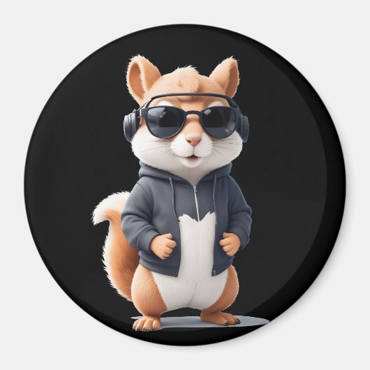 Eichhörnchen mit Hoodie Funny Cool Animal Vector Magnet (Vorne)