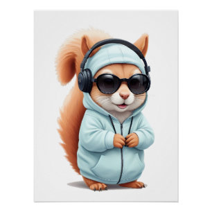 Eichhörnchen mit Hoodie Funny Cool Animal Vector Poster