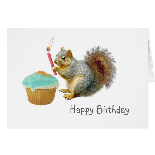Eichhörnchen mit Kerzen-Geburtstags-Karte | Zazzle