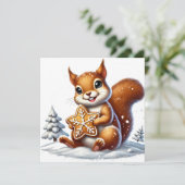 Eichhörnchen mit Lebkuchen Feiertagskarte (Stehend Vorderseite)