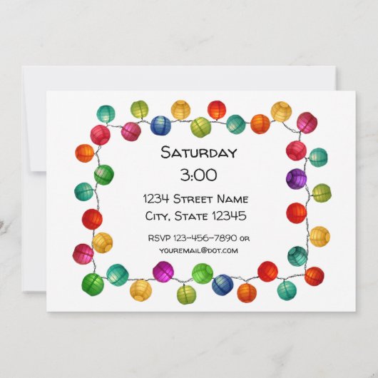 Eichhörnchen mit Lichter-Party Einladung (Rückseite)