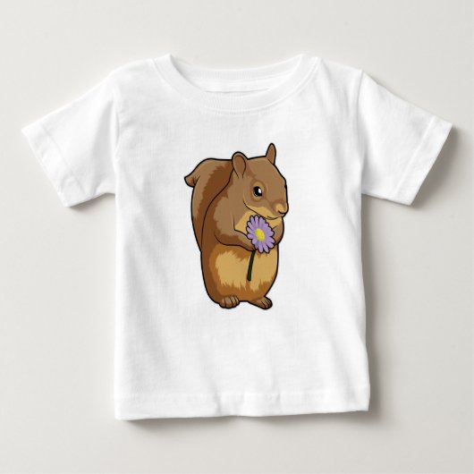 Eichhörnchen mit lila Blume Baby T-shirt (Vorderseite)