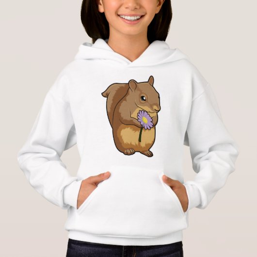 Eichhörnchen mit lila Blume Hoodie (Vorderseite)