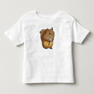 Eichhörnchen mit lila Blume Kleinkind T-shirt