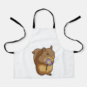 Eichhörnchen mit lila Blume Schürze (Vorderseite)