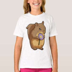 Eichhörnchen mit lila Blume T-Shirt