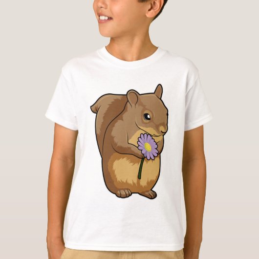 Eichhörnchen mit lila Blume T-Shirt (Vorderseite)