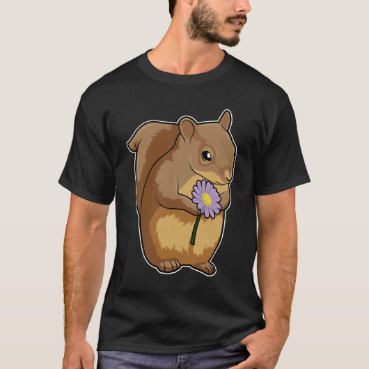 Eichhörnchen mit lila Blume T-Shirt (Vorderseite)