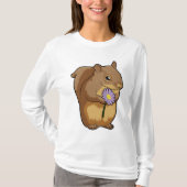 Eichhörnchen mit lila Blume T-Shirt (Vorderseite)
