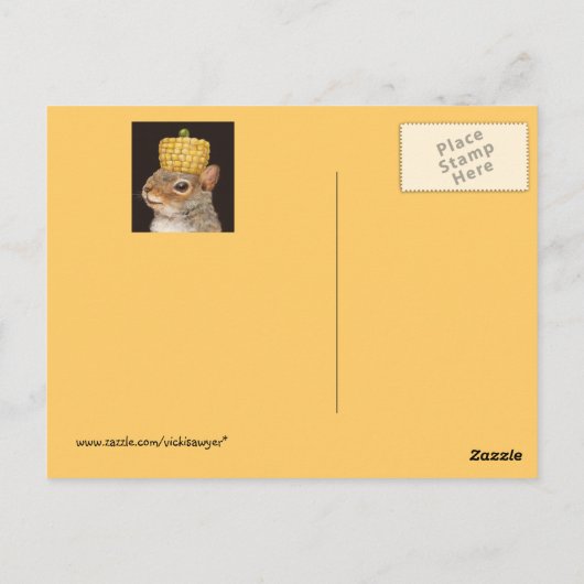 Eichhörnchen mit Mais und Erbsen Postkarte (Rückseite)