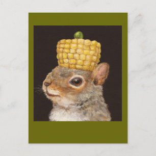 Eichhörnchen mit Mais und Erbsen Postkarte
