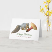 Eichhörnchen mit Mushroom Birthday Card Karte (Gelbe Blume)