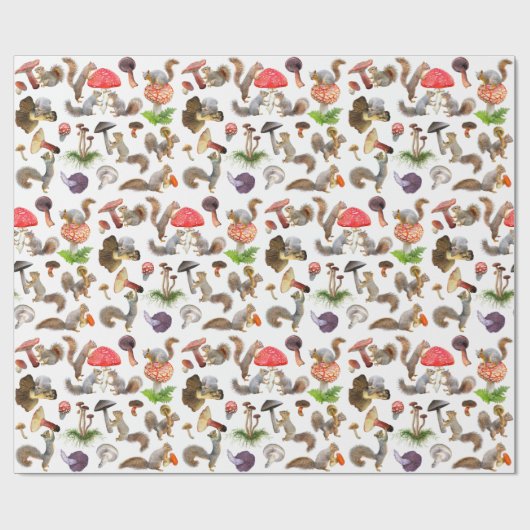 Eichhörnchen mit Mushrooms-Wrapping Paper Geschenkpapier (Flach)