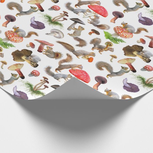 Eichhörnchen mit Mushrooms-Wrapping Paper Geschenkpapier (Ecke)