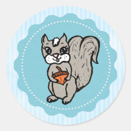 Eichhörnchen mit Nuss-Waldland-Kreatur Runder Aufkleber