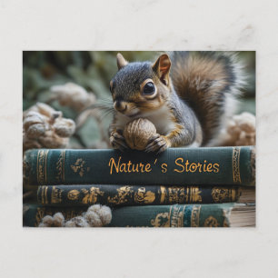 Eichhörnchen mit Nut on Antique Books, Nature's St Feiertagspostkarte