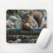 Eichhörnchen mit Nut on Antique Books, Nature's St Mousepad (Mit Mouse)