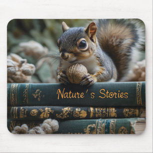 Eichhörnchen mit Nut on Antique Books, Nature's St Mousepad