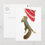 Eichhörnchen mit Parasol Postkarte (Vorne/Hinten)