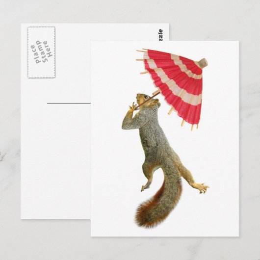 Eichhörnchen mit Parasol Postkarte (Vorne/Hinten)