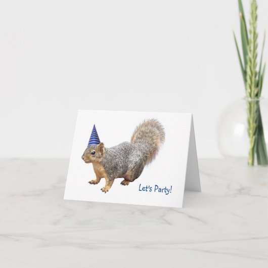Eichhörnchen mit Party Hat Birthday Card Karte (Vorderseite)