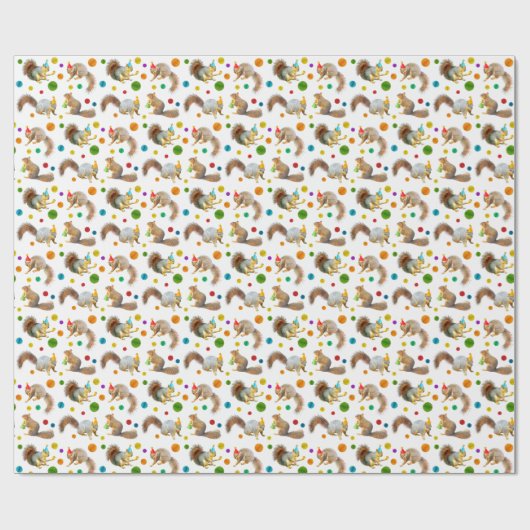 Eichhörnchen mit Party Hats Wrapping Paper Geschenkpapier (Flach)