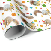 Eichhörnchen mit Party Hats Wrapping Paper Geschenkpapier (Rolleneckpunkt)