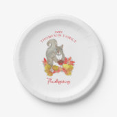 Eichhörnchen mit Pecan Pie Erntedank Dessert Pappteller (Vorderseite)