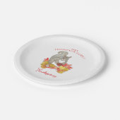 Eichhörnchen mit Pecan Pie Erntedank Dessert Pappteller (Schrägansicht)