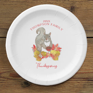 Eichhörnchen mit Pecan Pie Erntedank Dessert Pappteller