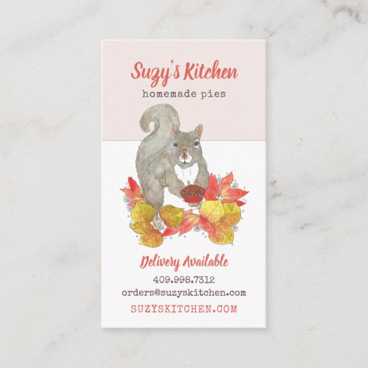 Eichhörnchen mit Pie-Bäckerei Visitenkarte (Vorderseite)