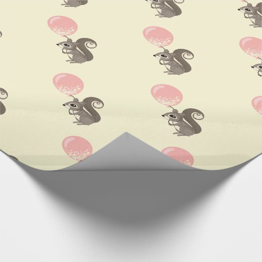 Eichhörnchen mit rosa Ballon Geschenkpapier (Ecke)
