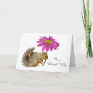 Eichhörnchen mit rosa Blume Karte