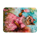 Eichhörnchen mit rosa Kleid und Drink Magnet (Horizontal)