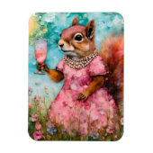 Eichhörnchen mit rosa Kleid und Drink Magnet (Vertikal)
